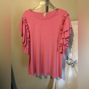 Cato Pink Ruffle Blouse With Cascading Sleeves